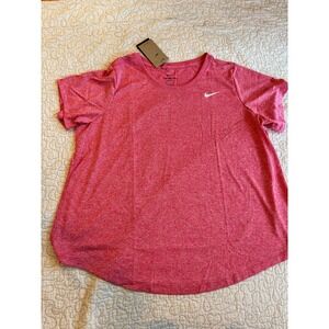 Nike Womens Dri-FIT Heathered Pink Short Sleeve Training T-Shirt Plus Size 1X